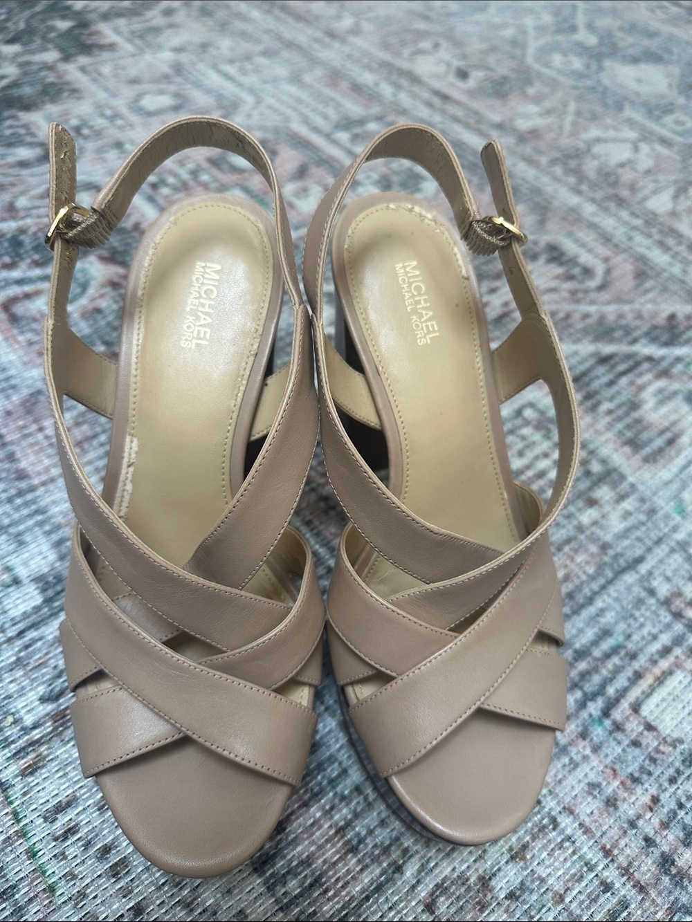 MICHAEL Michael Kors Nora Platform Leather Heels Sz 8.5